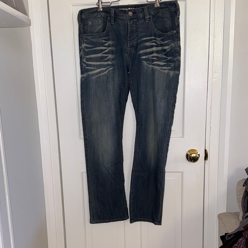 Buffalo David Bitton Distressed Dark Blue Jeans